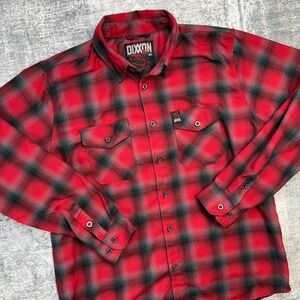 Dixxon Sick of it All Flannel Shirt Mens Large Red Black Plaid Punk Rock Band